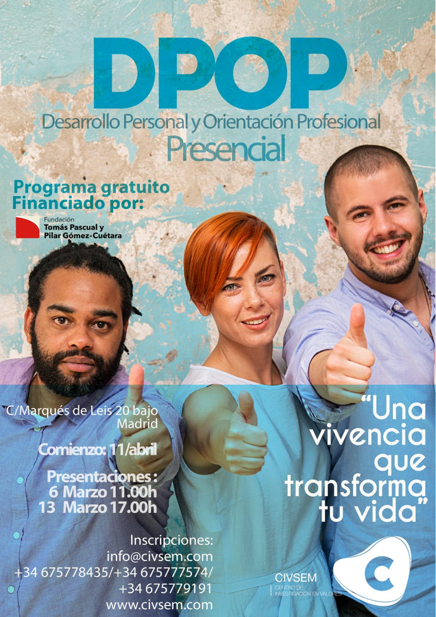 Cartel programa desarrollo personal y orientacion-profesional - CIVSEM DPOP presencial en Madrid